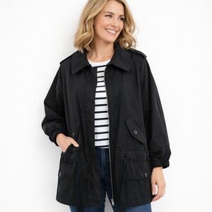 Talbots Oversized Utility Rain Slicker Jacket Small Fall Spring Casual